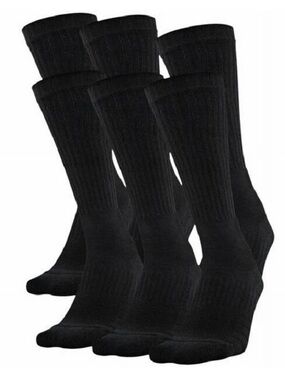 UA Training Cotton Unisex 6-Pack Crew Socks - 1346789-001 - Black - NWT